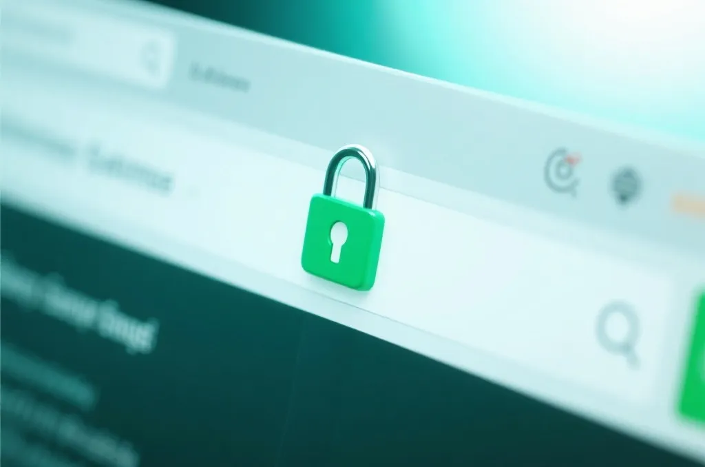 Conceptual representation of a secure browser lock or digital privacy on an interface